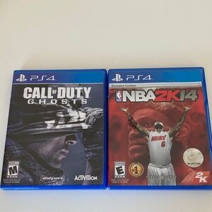 Sony PS4 Game Set: Call of Duty Ghosts & NBA 2K14 in Blue Cases